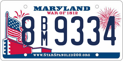 MD license plate 8BM9334