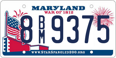 MD license plate 8BM9375