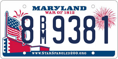 MD license plate 8BM9381