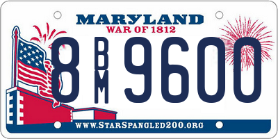 MD license plate 8BM9600