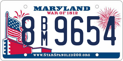 MD license plate 8BM9654