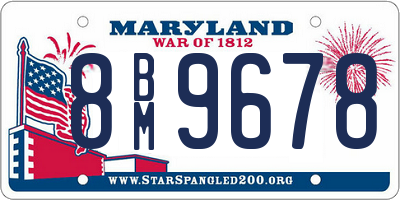 MD license plate 8BM9678
