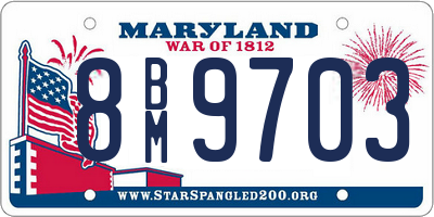MD license plate 8BM9703