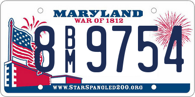 MD license plate 8BM9754