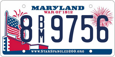 MD license plate 8BM9756