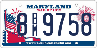 MD license plate 8BM9758