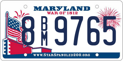 MD license plate 8BM9765