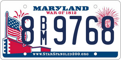 MD license plate 8BM9768
