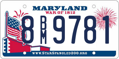 MD license plate 8BM9781