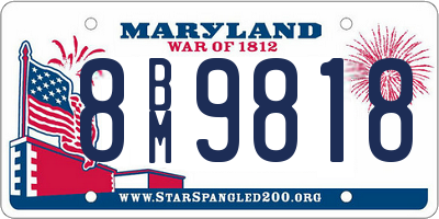 MD license plate 8BM9818