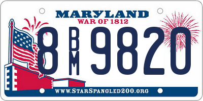 MD license plate 8BM9820