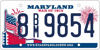 MD license plate 8BM9854