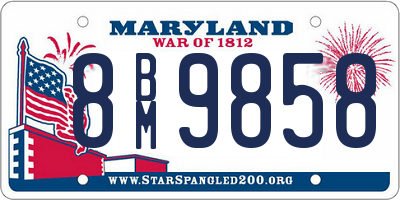 MD license plate 8BM9858