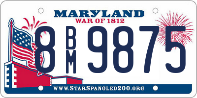 MD license plate 8BM9875
