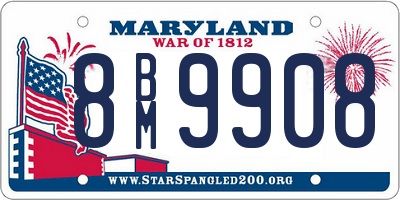 MD license plate 8BM9908