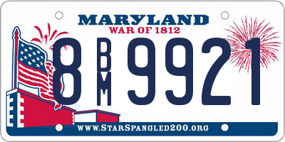 MD license plate 8BM9921
