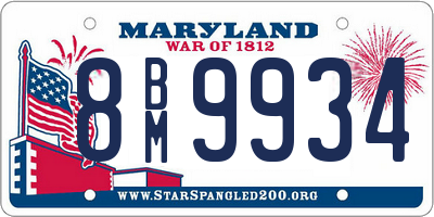 MD license plate 8BM9934