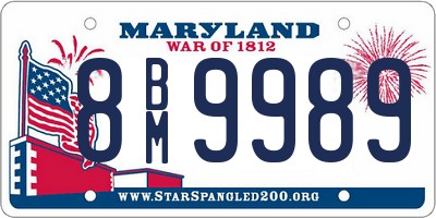 MD license plate 8BM9989