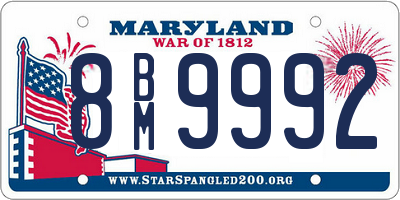 MD license plate 8BM9992