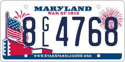 MD license plate 8GL4768