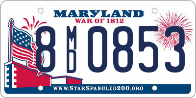 MD license plate 8MD0853