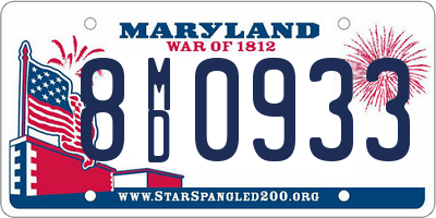 MD license plate 8MD0933