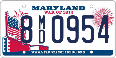 MD license plate 8MD0954