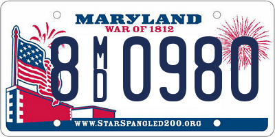 MD license plate 8MD0980