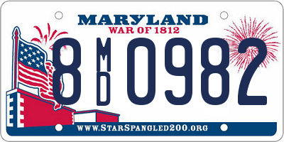 MD license plate 8MD0982