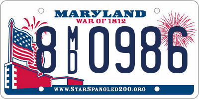 MD license plate 8MD0986