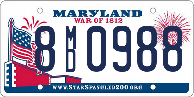 MD license plate 8MD0988