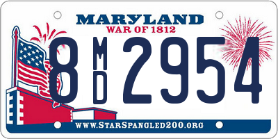 MD license plate 8MD2954