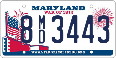 MD license plate 8MD3443