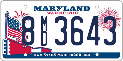 MD license plate 8MD3643