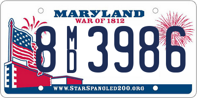 MD license plate 8MD3986