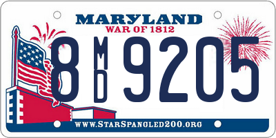 MD license plate 8MD9205