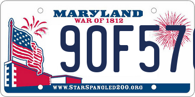 MD license plate 90F57G