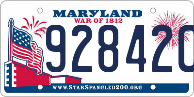 MD license plate 92842CH