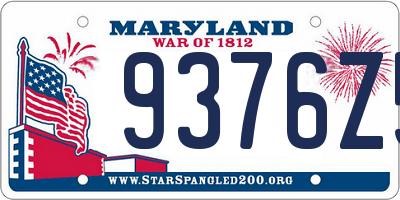 MD license plate 9376Z5