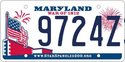 MD license plate 9724Z3