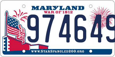 MD license plate 974649M