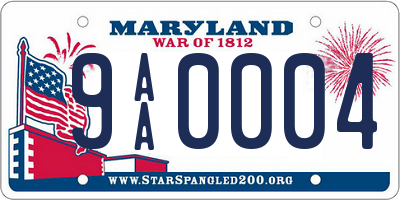 MD license plate 9AA0004