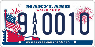 MD license plate 9AA0010