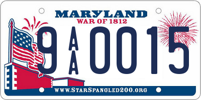 MD license plate 9AA0015