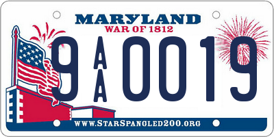 MD license plate 9AA0019