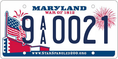 MD license plate 9AA0021