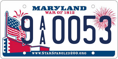 MD license plate 9AA0053