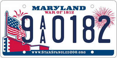 MD license plate 9AA0182