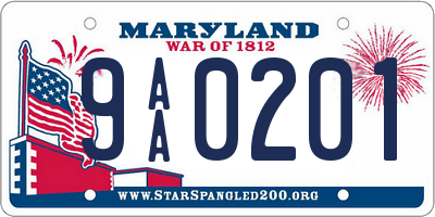 MD license plate 9AA0201