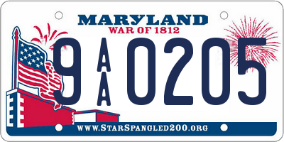 MD license plate 9AA0205